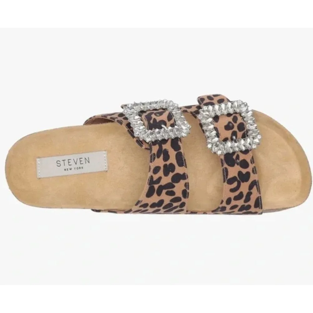 Steven New York Leopard Print Somers Rhinestone Sandal Size 6.5